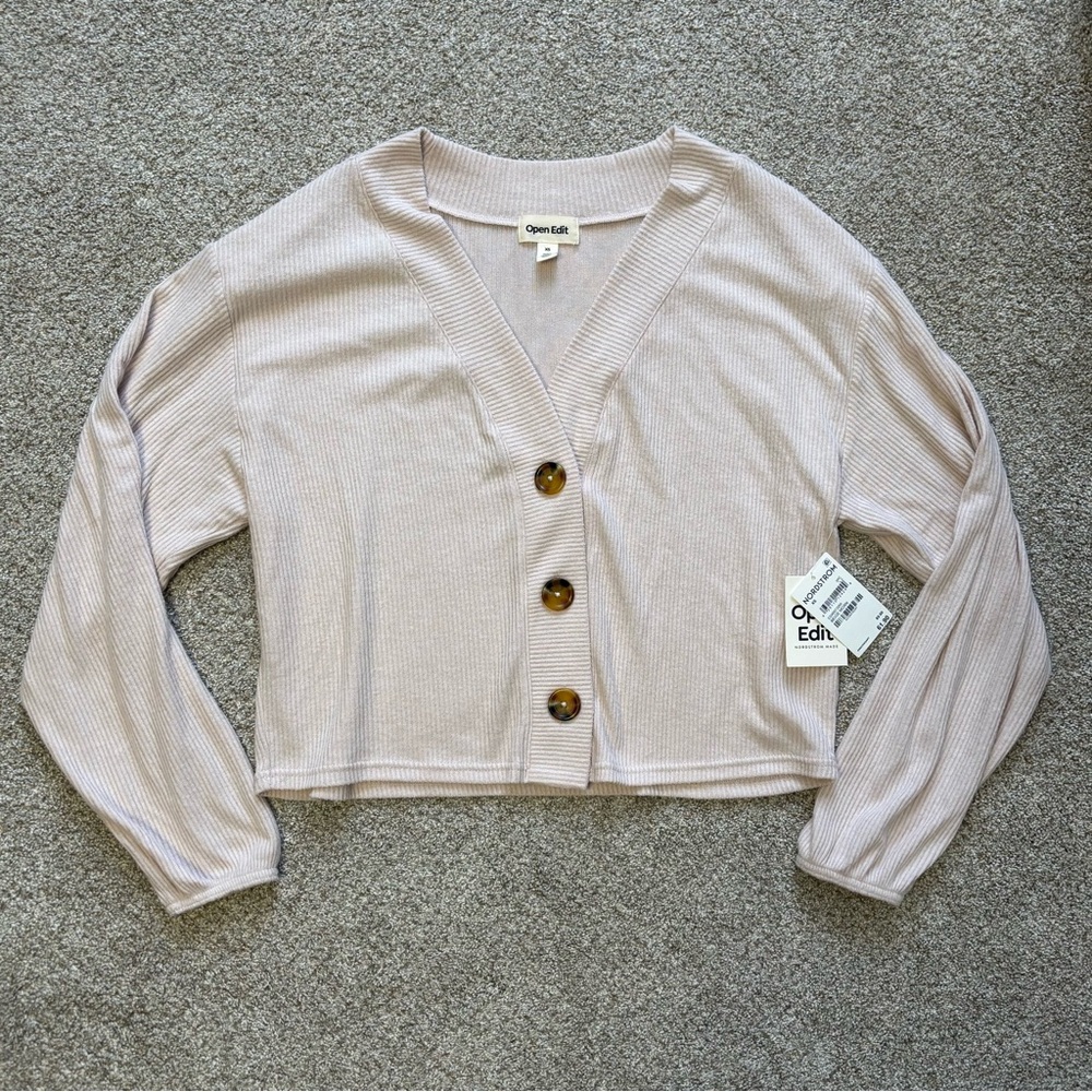 Open edit cropped cardigan sweater top xs NWT